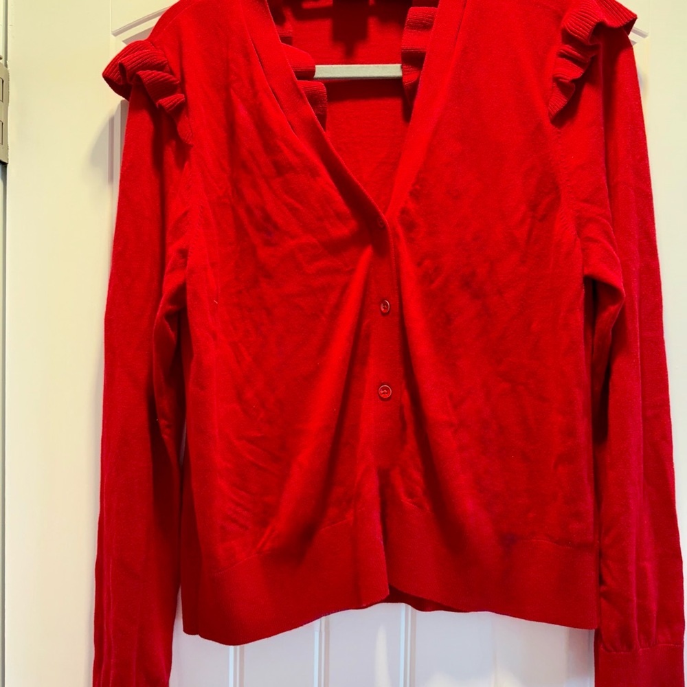 CAbi Cavalier Cardigan with Ruffle Accents